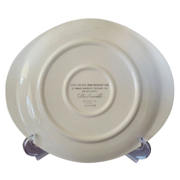 Vintage Steubenville Fairlane Blue & Pink Floral Serving Platter - Picture 2 of 5